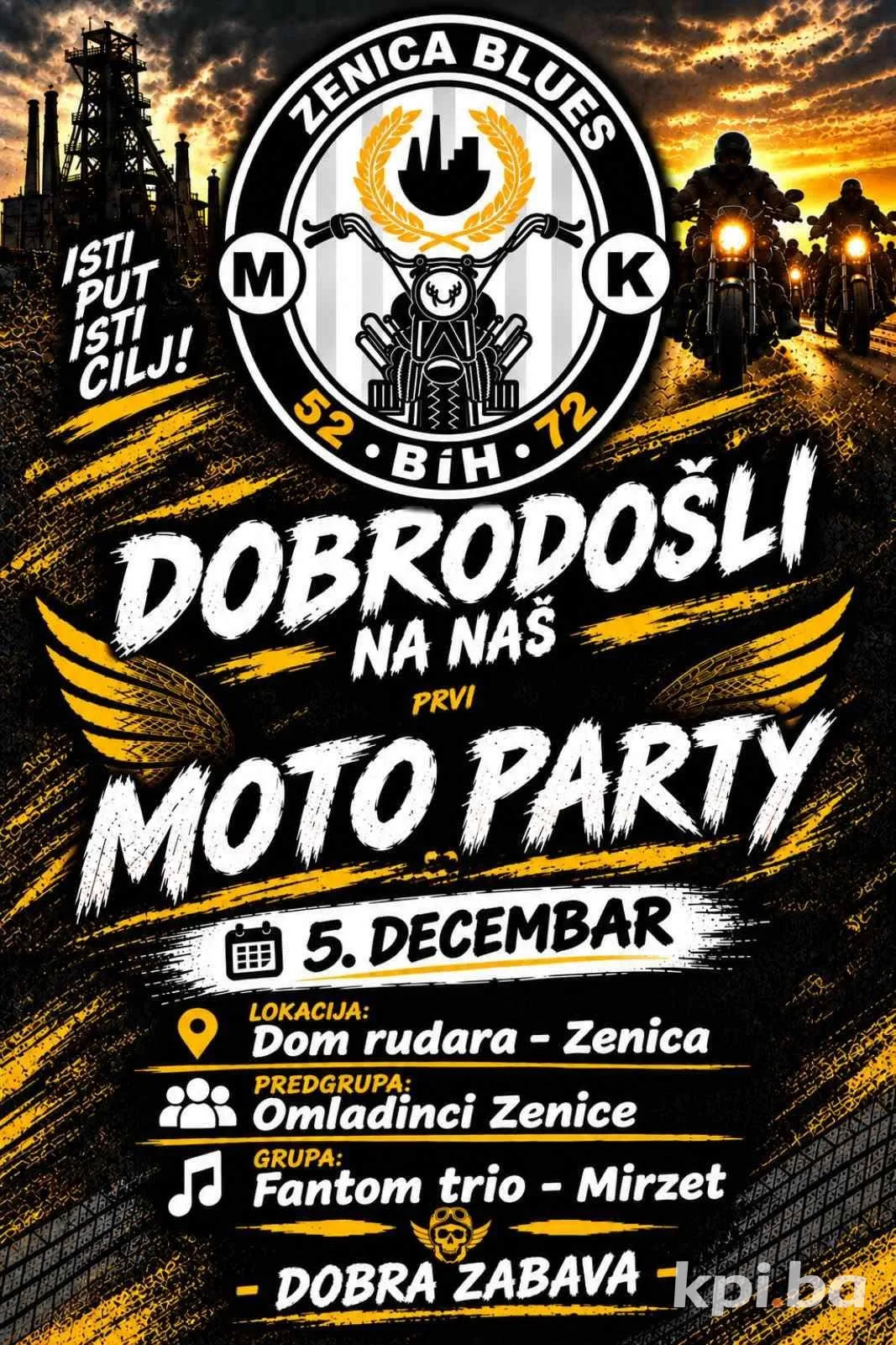 Zenica Blues najavljuje prvi Moto Party: Ljubitelji motora 5. decembra okupljaju se u Domu rudara u Zenici